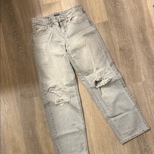 Wild Fable Light Gray Distressed Straight Jeans